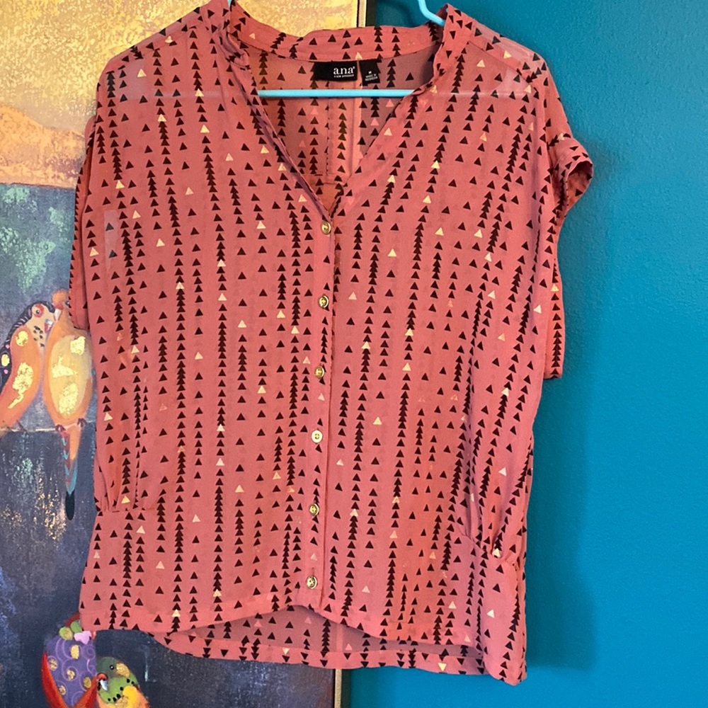 Mauve cap sleeve sheer button up shirt